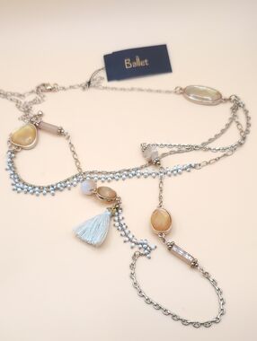 Designer Layered Goldtone Beaded Gem Stone Necklace by BALLET $59